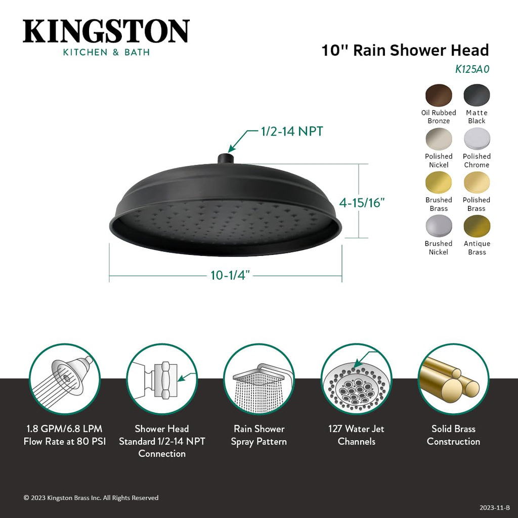 K125A6 Victorian Raindrop Showerhead, 10-Inch Length, Polished Nickel