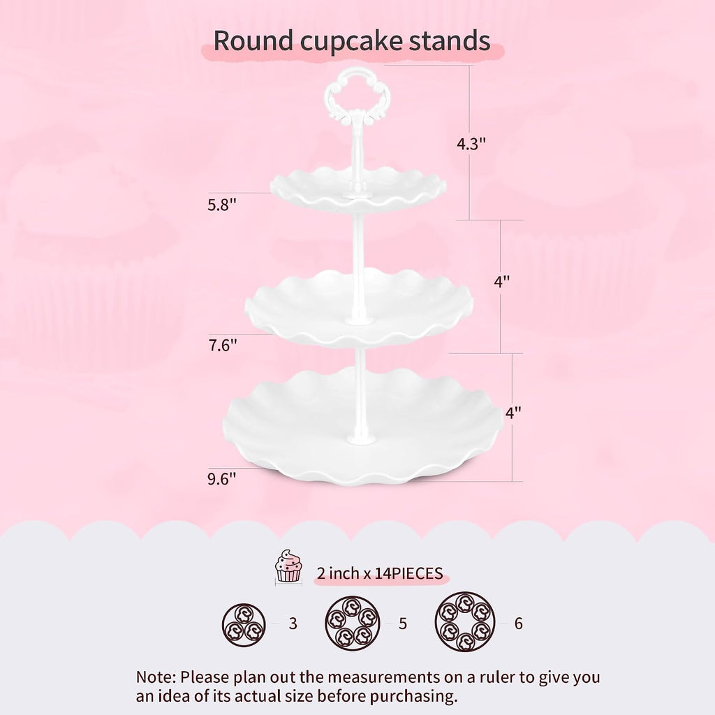 Cake Stand Set of Cupcake Stand, Tray & Table Cloth (White) - Set of 11