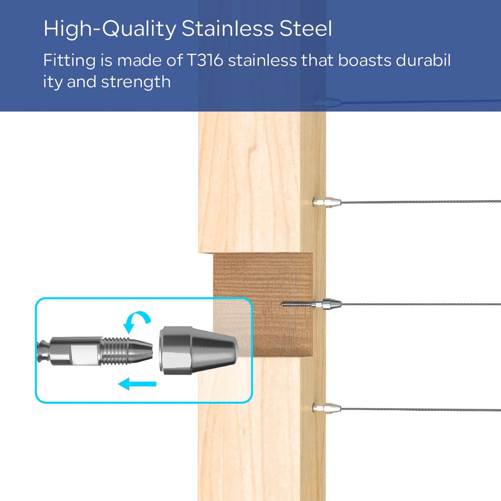 20 Pairs Cable Railing Kit Tensioner QuickLock, Right&Left Handed Thread Swageless Lag Screws for Wood Post of 1/8"