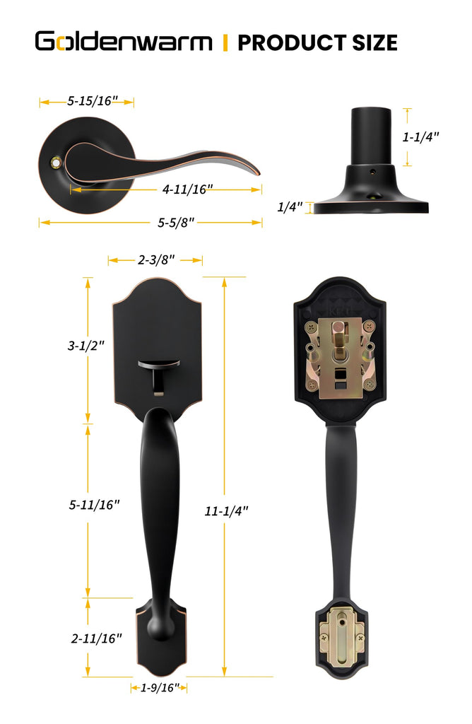 Front Door Handle, Oil Rubbed Bronze Entry Door Handles