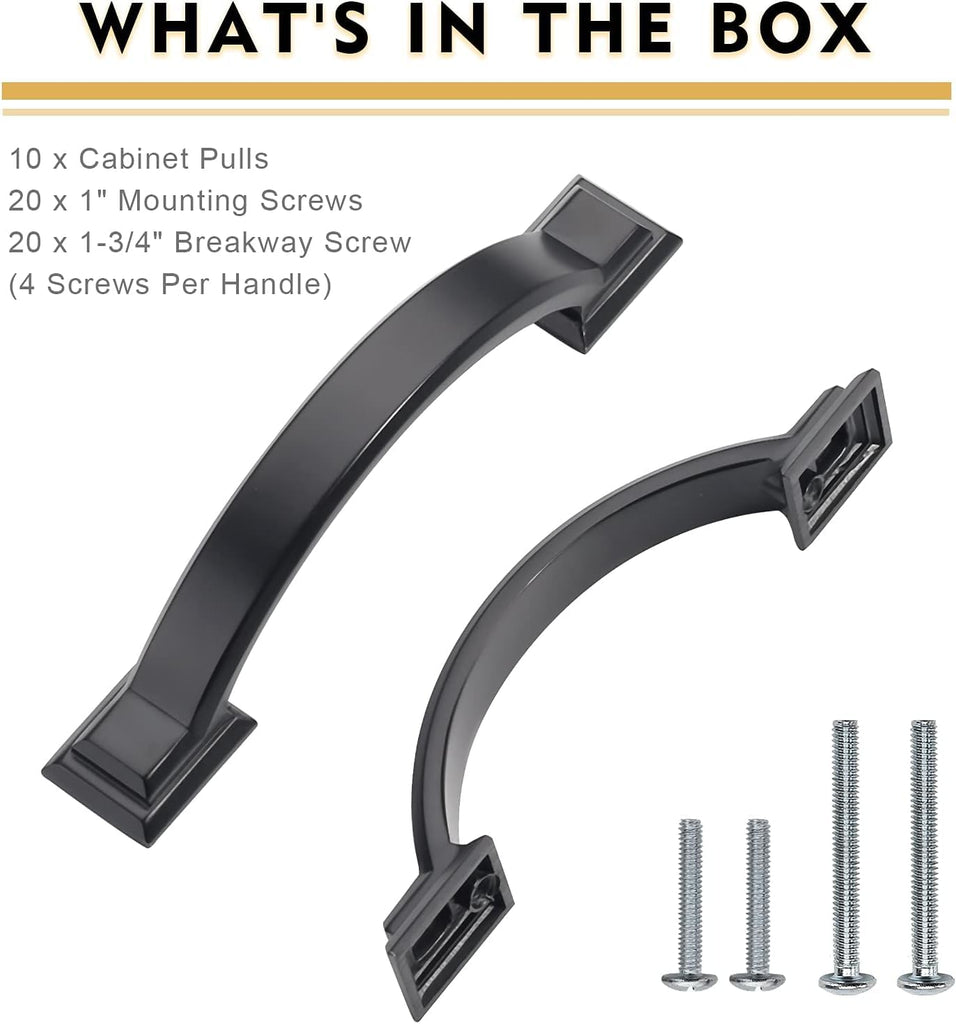 5 Pack 4 inch Cabinet Pulls Matte Black Cabinet Handles Drawer Pulls Cabinet Cupboard