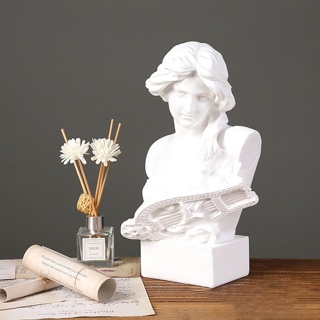 11.7 Inch Greek Statue of Musical Goddess, Classic Head Bust Greek Mythology Sculpture Statue Resin Home Office