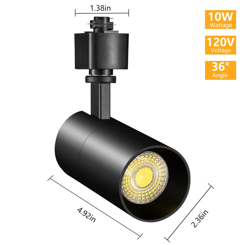 10W H Track Lighting Heads Dimmable, Black, Pack of 4