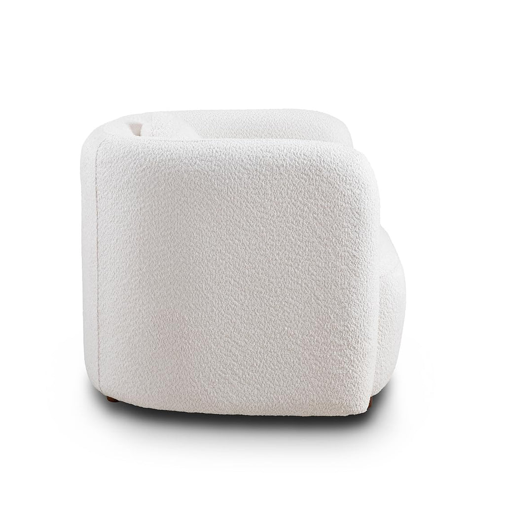 Barrel Chairs Set of 2, 39", Upholstered, Boucle, White