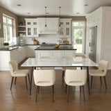 63" Modern Dining Table, Sintered Stone Kitchen Table for 4-6 peoples, White Sintered Stone Dining Tabletop with