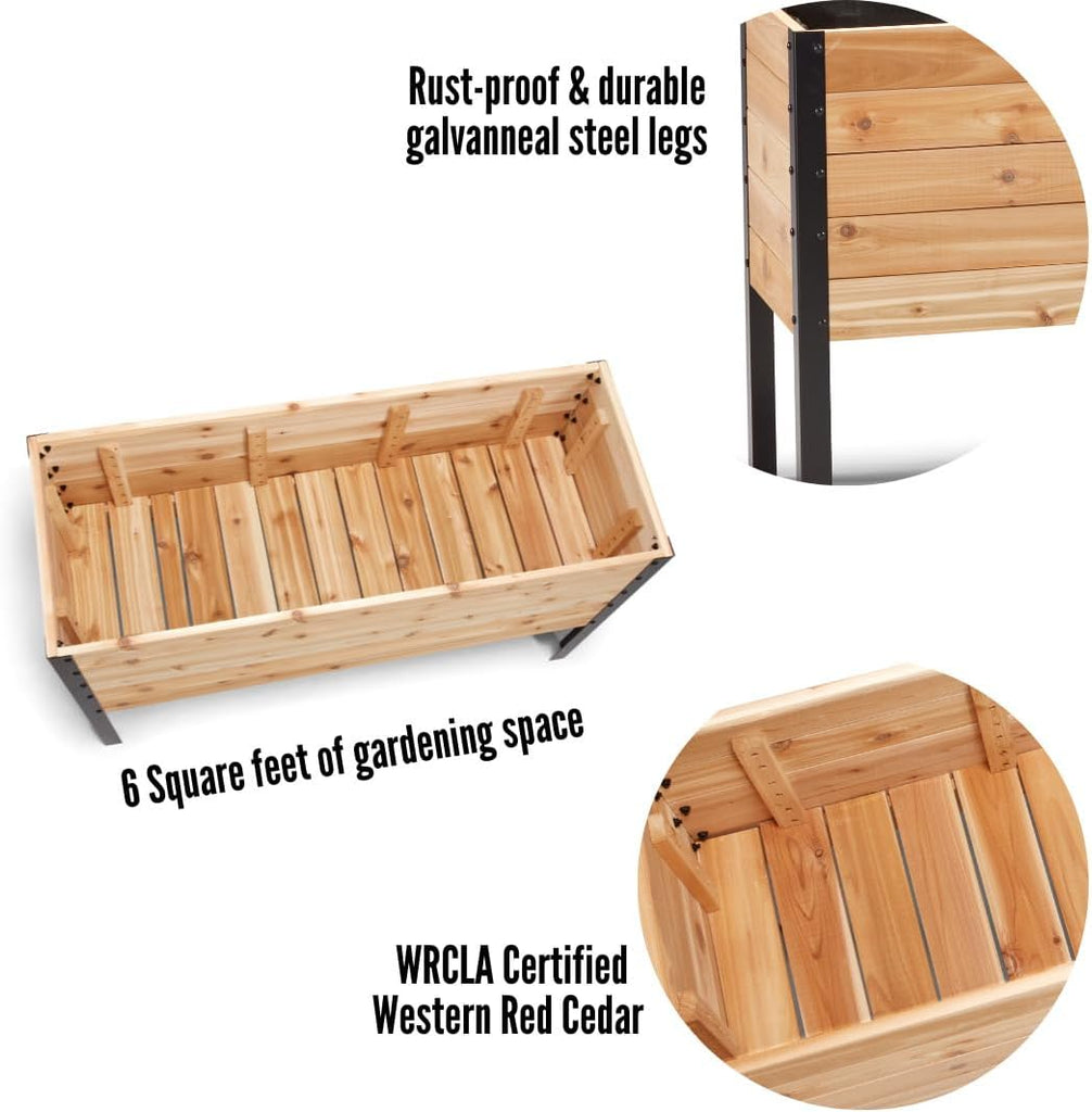 100% Canadian Cedar Wood Elevated Garden Bed for Gardening - Planter Pot to Grow Herbs Flowers, and Vegetables at