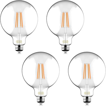 60W Equivalent Dimmable 5.5W Decorative Globe Vintage LED Edison Filament Bulbs, 500 lumens, Clear Glass, 2700K Soft