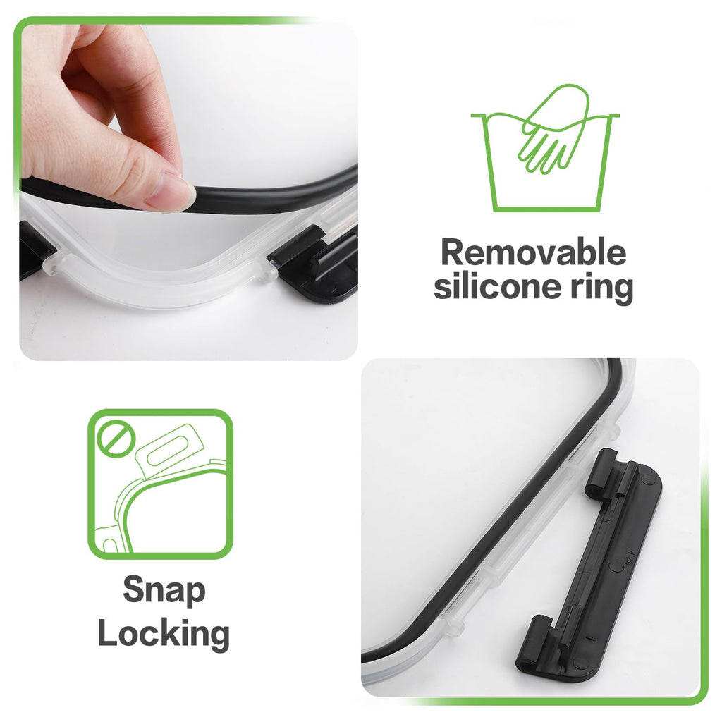Glass Meal Prep Containers, 36 oz/14 oz, Locking Lid Set