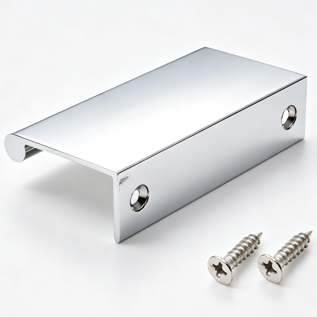 3.15 Inch Finger Pull 4Pcs, 2.52 Inch Hole Centers, Aluminum Alloy, Chrome