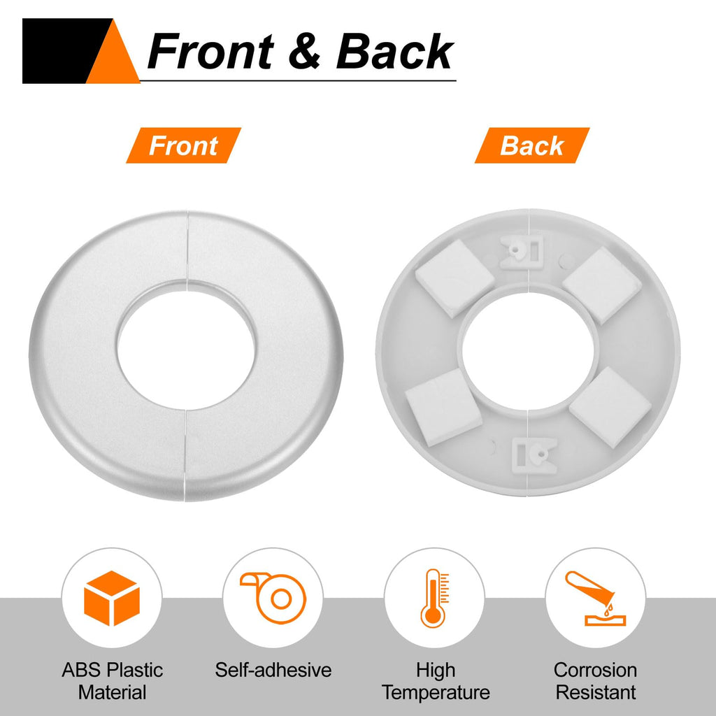 2pcs Wall Split Flange 17mm/0.7" Self-Adhesive Plumbing Cover Plates ABS Plastic Round Escutcheon Plate Buckle Design