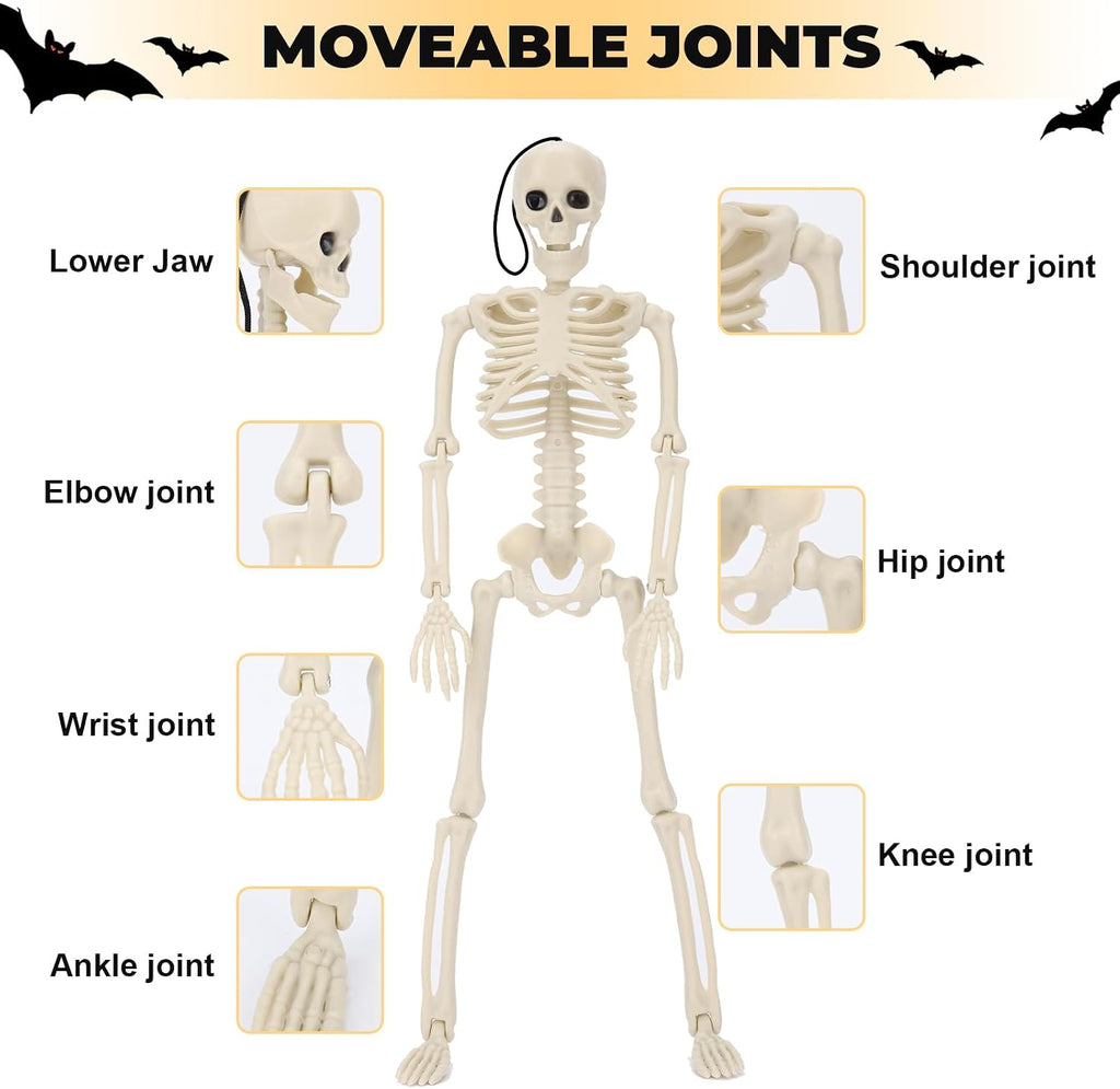 16" Halloween Skeleton Decorations with Posable Joints - Set of 5