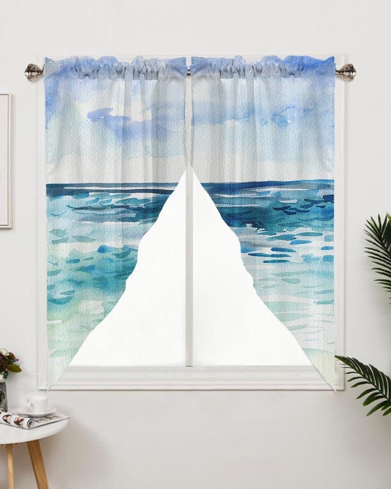 Watercolor Seascape Swag Valances for Vindows