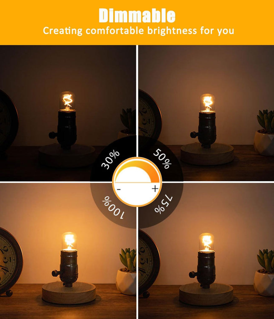 3 Pack Vintage E26 LED Bulb 1.5W, T28 Amber Night Light Bulbs