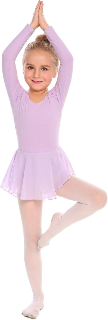 Kids Girls Classic Long Sleeve Leotard Dance Ballet Dress