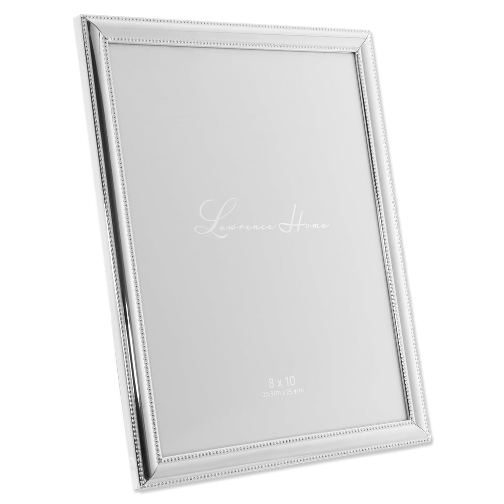 8x10 Metal Picture Frame Silver-Plate with Delicate Beading