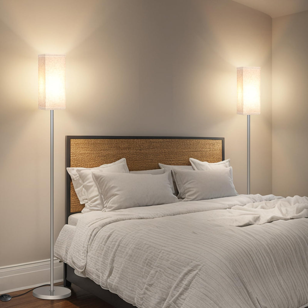 2Pack Floor Lamp, Pole with Foot Switch, Modern Standing Lamp Lamp, Minimalist Freestanding Lamp (Bulb Not Included)