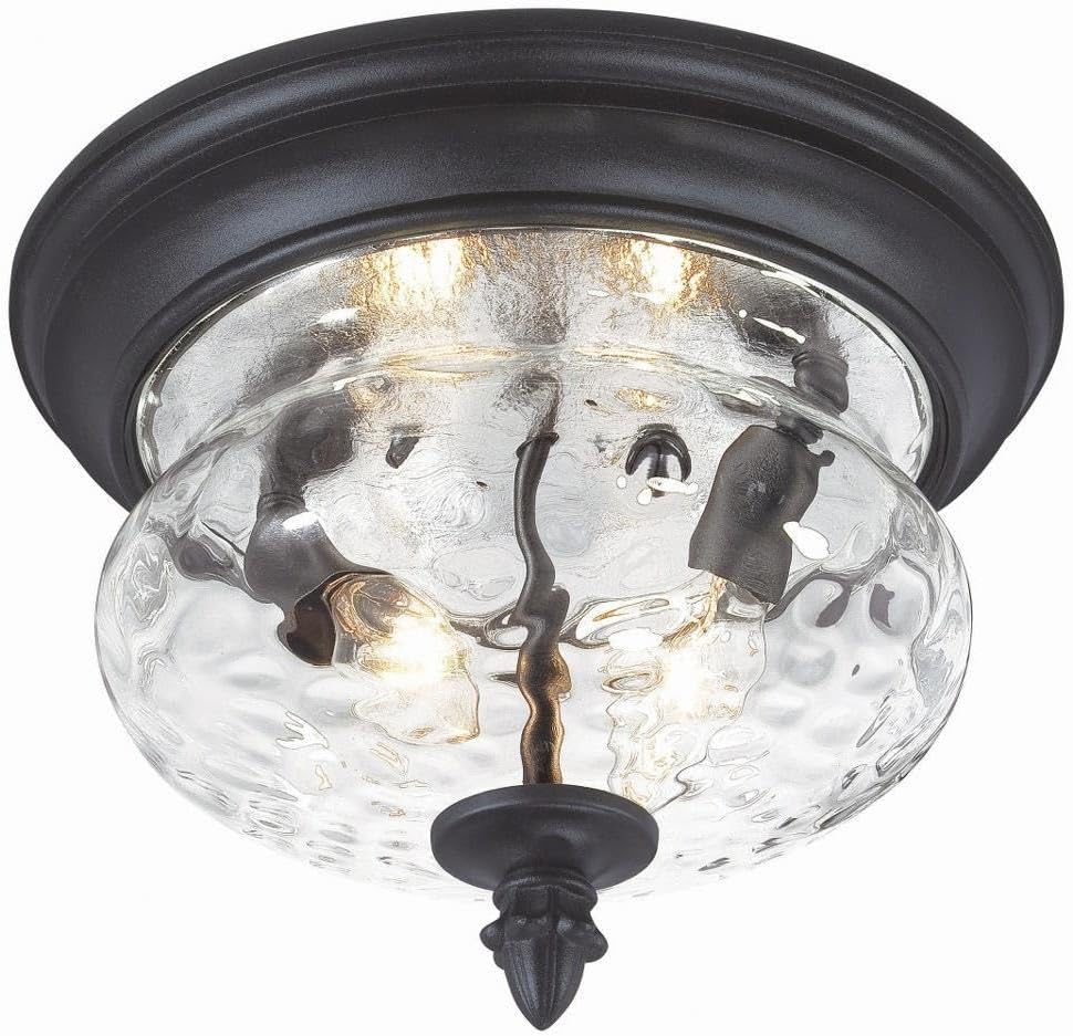Flush Mount Ceiling Light Round 2 Light 80 Watt (8"H x 11"W) Black