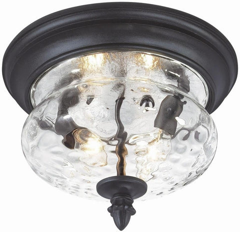Flush Mount Ceiling Light Round 2 Light 80 Watt (8"H x 11"W) Black