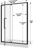 44-48" W x 72" H Pivot Shower Doors, Semi-Frameless Swing Glass Shower Doors Water Repellent