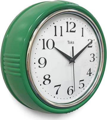Lily's Home Retro Wall Clock, 9.5 Inch Vintage Design, Silent Non-Ticking Quartz Movement, Battery Operated