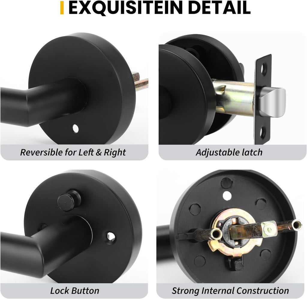 Black Door Handles Interior, Privacy Matte Black Interior Door Handles - Door Lever