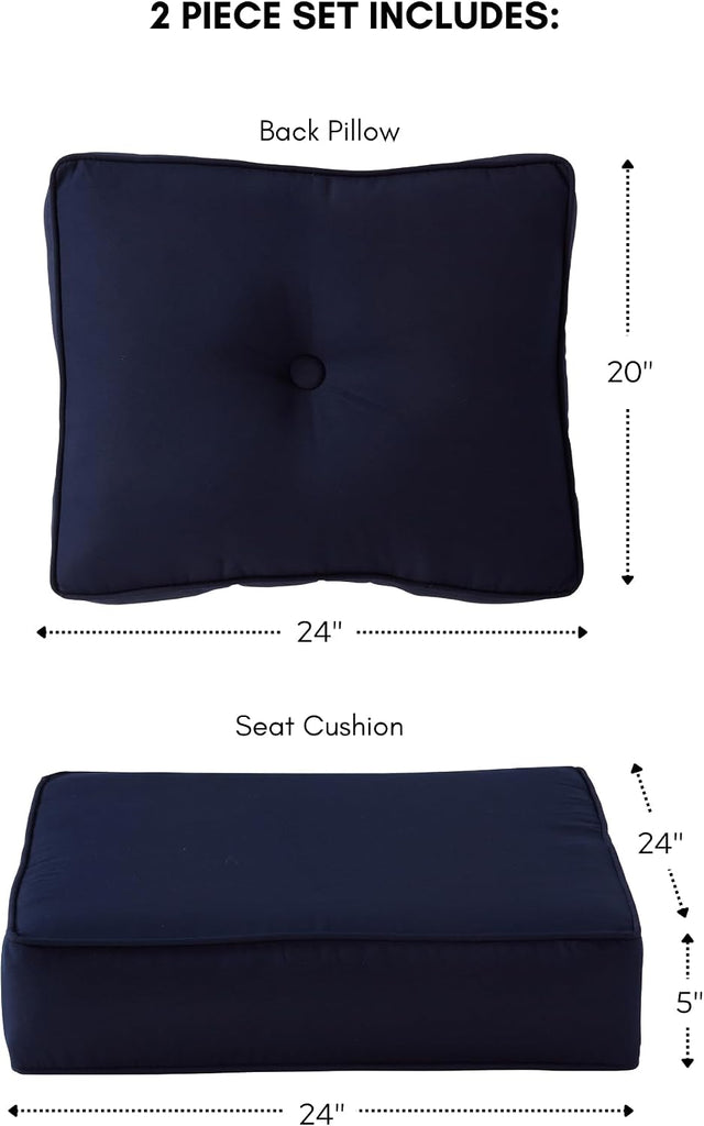 Outdoor 2-Piece Sunbrella Premium Deep Seat Cushion Set, Canvas Navy