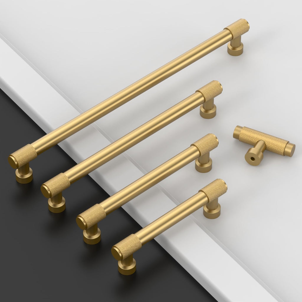 10 Pack Champagne Bronze Knurled Cabinet Pulls 5 Inch(128mm) Hole Center Kitchen Cabinet Handles Drawer Pulls Cabinet