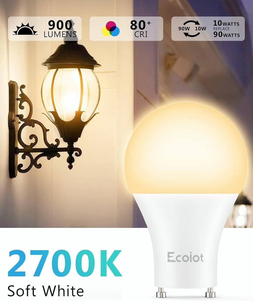 GU24 Dusk to Dawn Outdoor Light Bulbs,Light Sensor A19 LED Bulbs,Photocell Sensor, Automatic On/Off