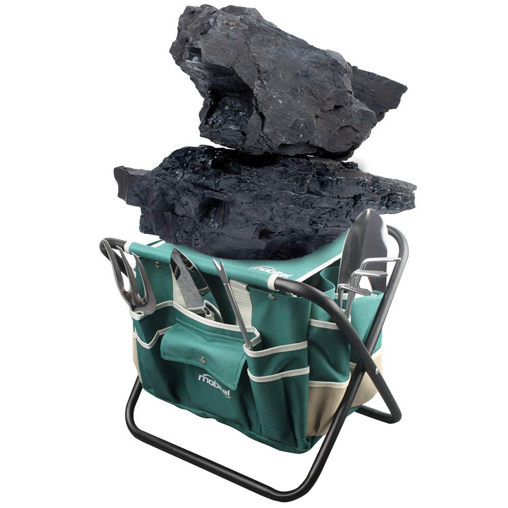 Garden Tools Sets- Heavy Duty Gardening Gift Tool Kit Including Folding Stool with Tool Bag 5 Sturdy Stainless Steel
