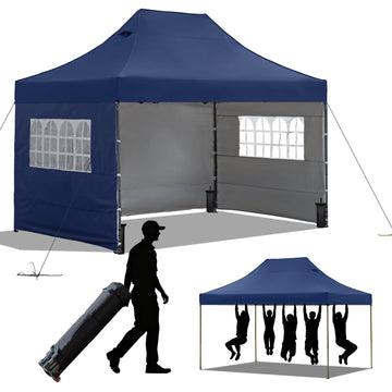 10x15 Heavy Duty Pop Up Canopy Tent with Window Walls, Outdoor Parties Tent Easy Up Canopies with 3 Removable