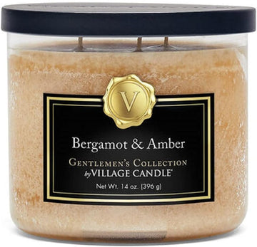 Bergamot & Amber Glass 3-Wick Bowl, Scented Candle, 14 oz., Brown.