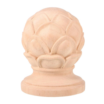 Carved Wood Stair Post Finial, 3.9 Inch Unfinished Baluster Cap
