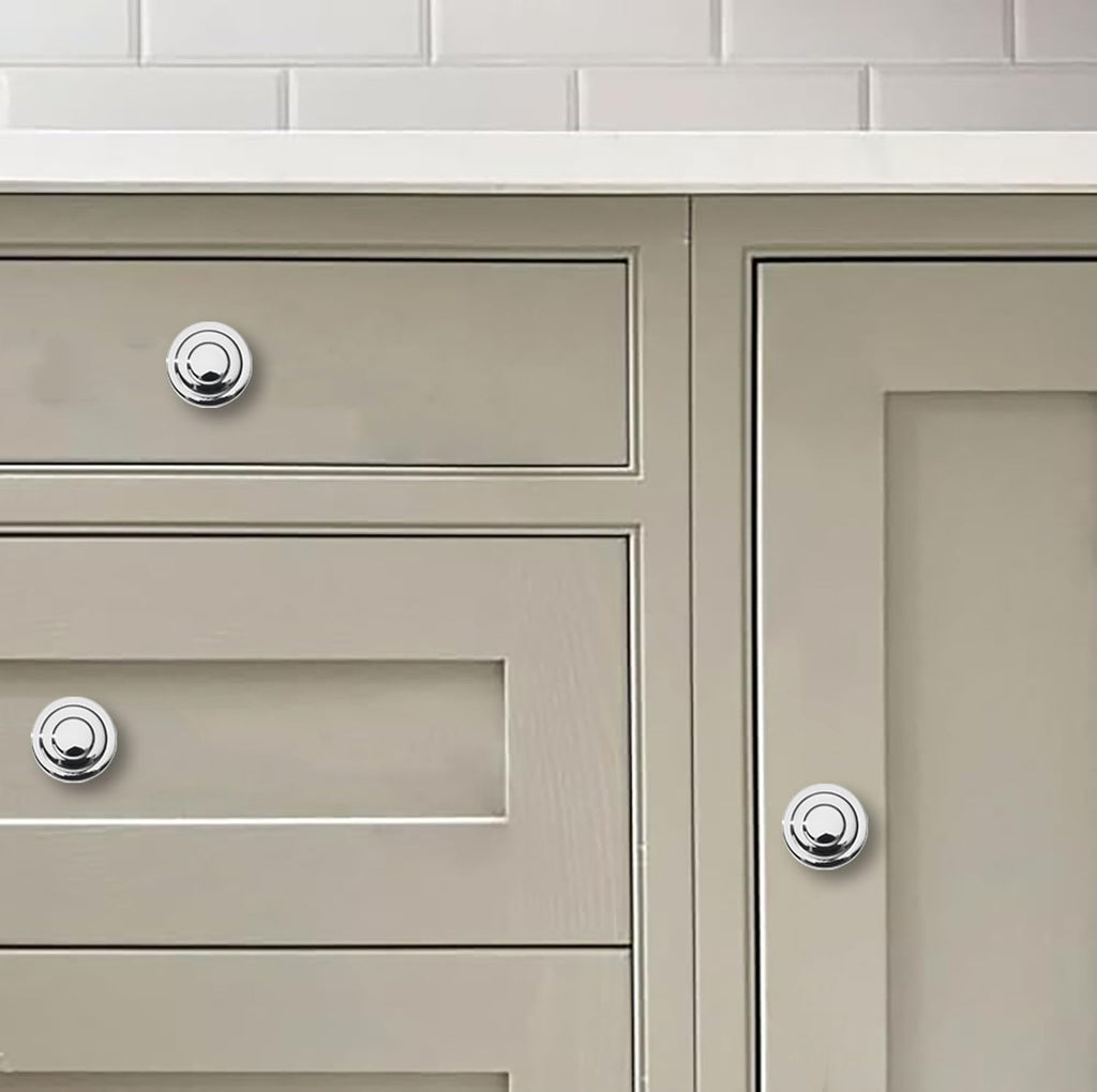 2 Pack 1-1/4 Inch(32mm) Polished Chrome Round Cabinet Knobs Heavy Duty Soild Cabinet Knobs Kitchen Cabinet Hardware