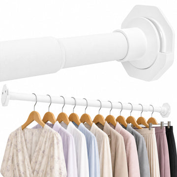 27.5-63" Closet Rod for Hanging Clothes with Wall Mount Brackets Adjustable