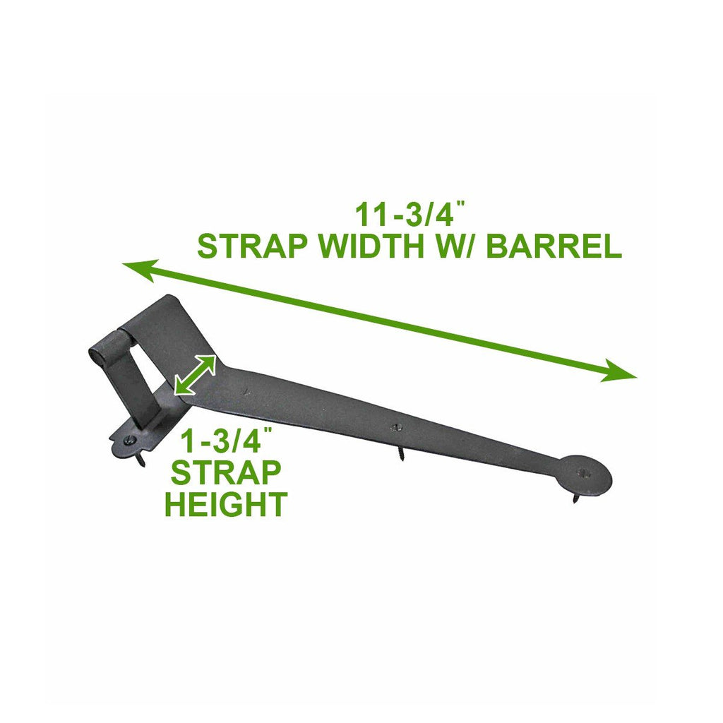 Black Cast Iron Pintle Strap Hinges 11-3/4 Inch Offset Lift Off Shutter Gate Door Hardware RSF Rustic Colonial