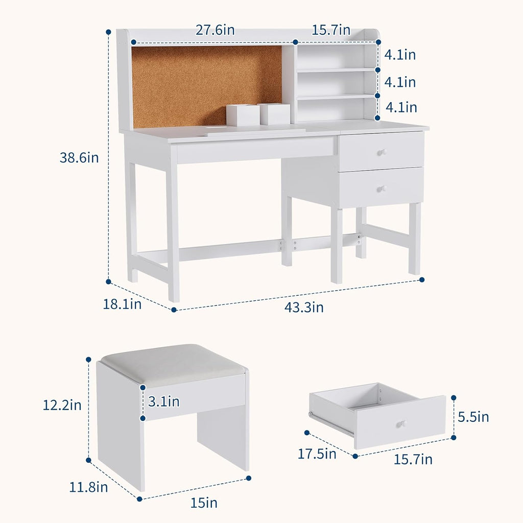 Kids Desk and Chair Set - Wooden Study Table