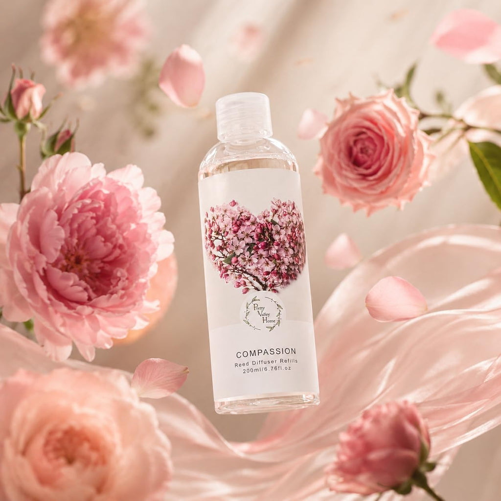 Reed Diffuser Refill, Peony & Rose Scented Oil 6.76 fl.oz / 200ml, Home Fragrance Decor