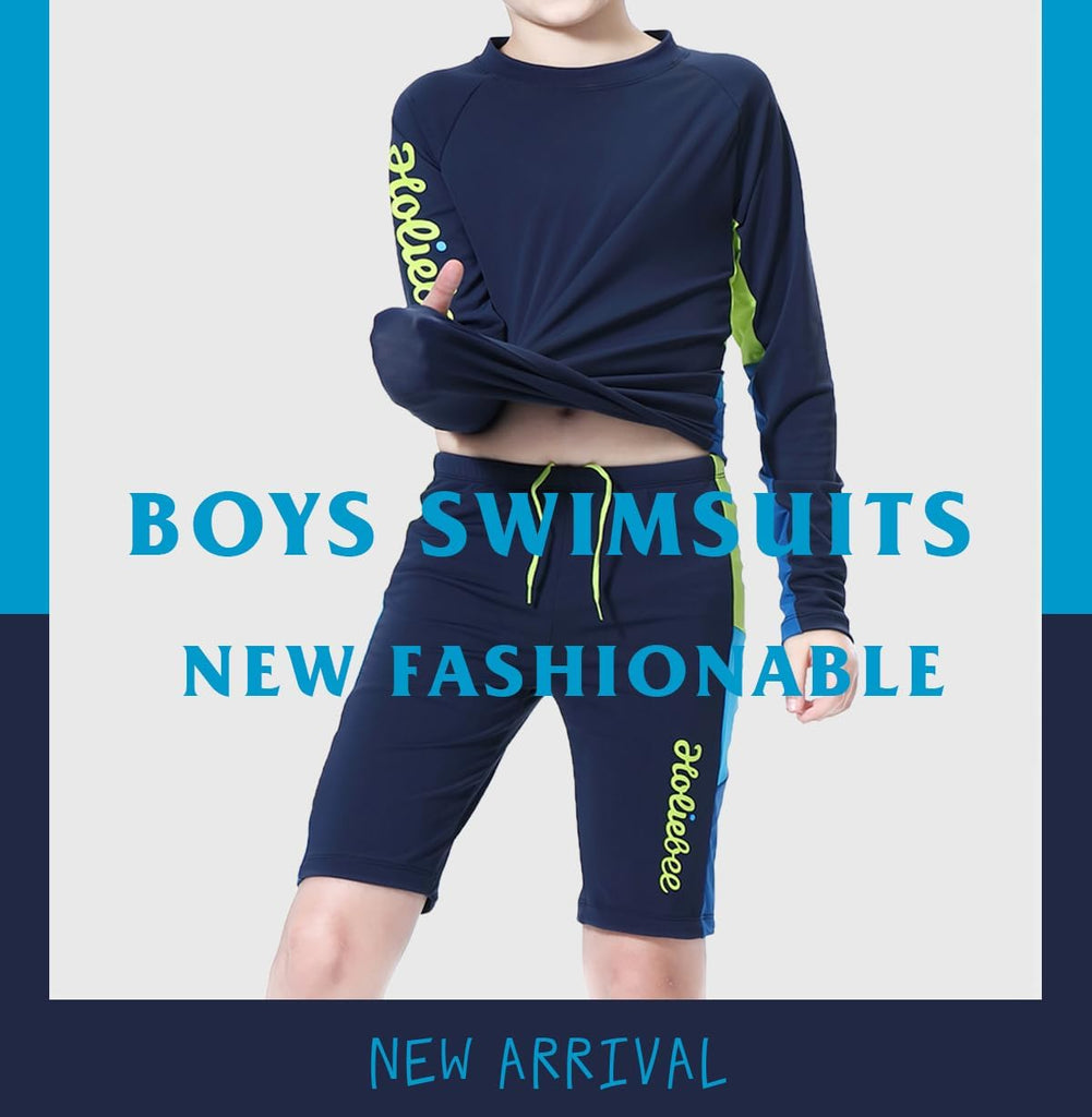 Boys Swimsuits UPF 50+ Sun Protection Rash Guard 2 Piece Kids Bathing Suit