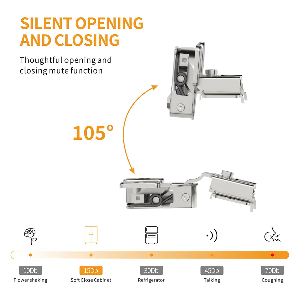 2 Pack 1/2" Overlay 3D Soft Close Concealed Hinge, Face Frame Door, Small Angle Slow Close, Self Closing Hidden Satin
