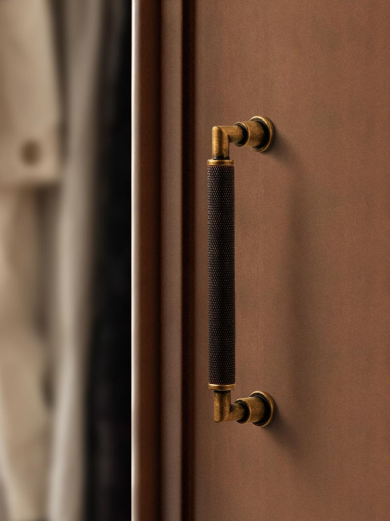 5 Pack Antique Brass Cabinet Pulls 5" Hole Center Knurled Vintage Drawer Pulls Bathroom Dresser Handles Hardware Bar