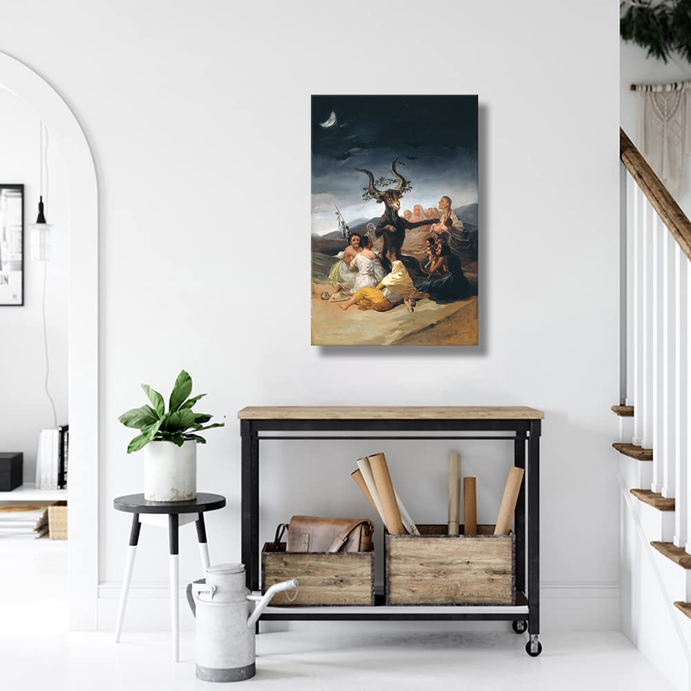Witches Sabbath Poster Classic Art Framed Francisco De Goya Canvas Decor Vintage Witch Wall Art Pictures Modern