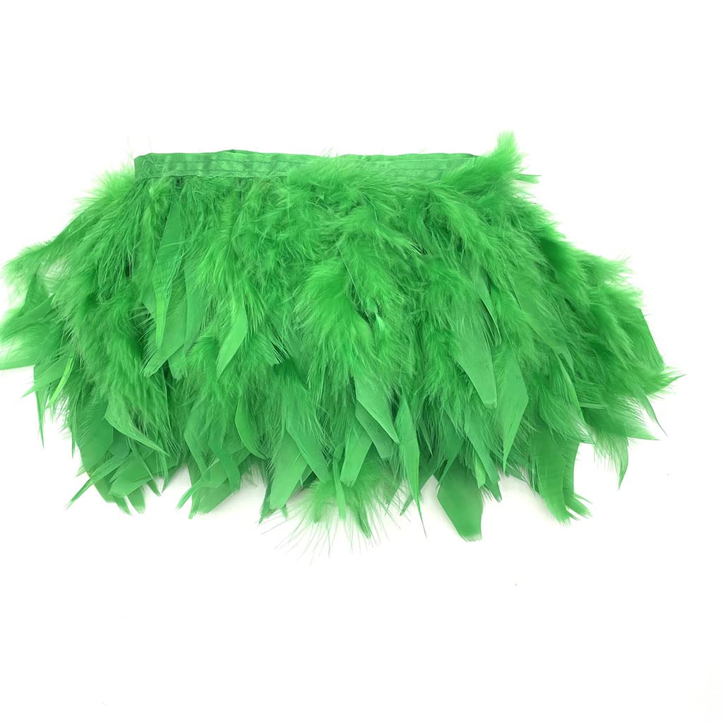 Turkey Feathers Fringe Trim for Party Clothing DIY Sewing Crafts Decoration Pack of 2 Yards (Dark Green)