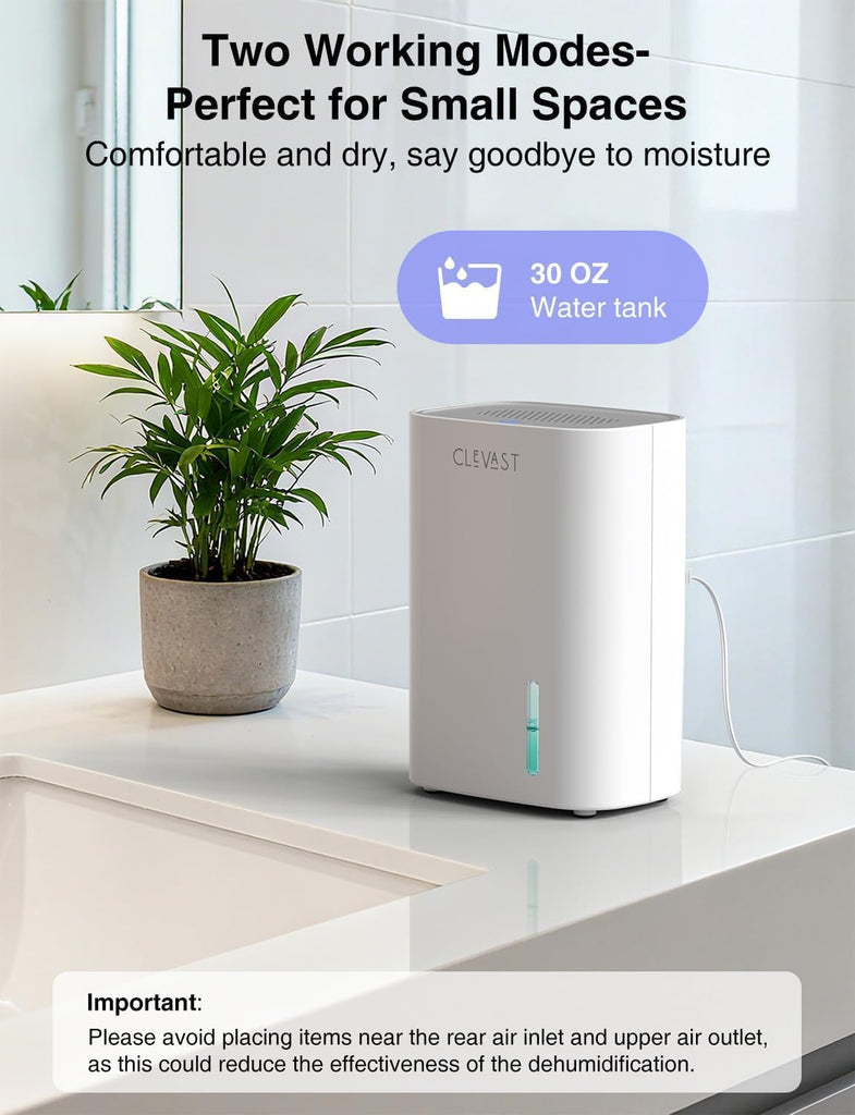 Small Dehumidifier for Home, 30oz Mini Quiet Dehumidifier for Bathroom Bedroom