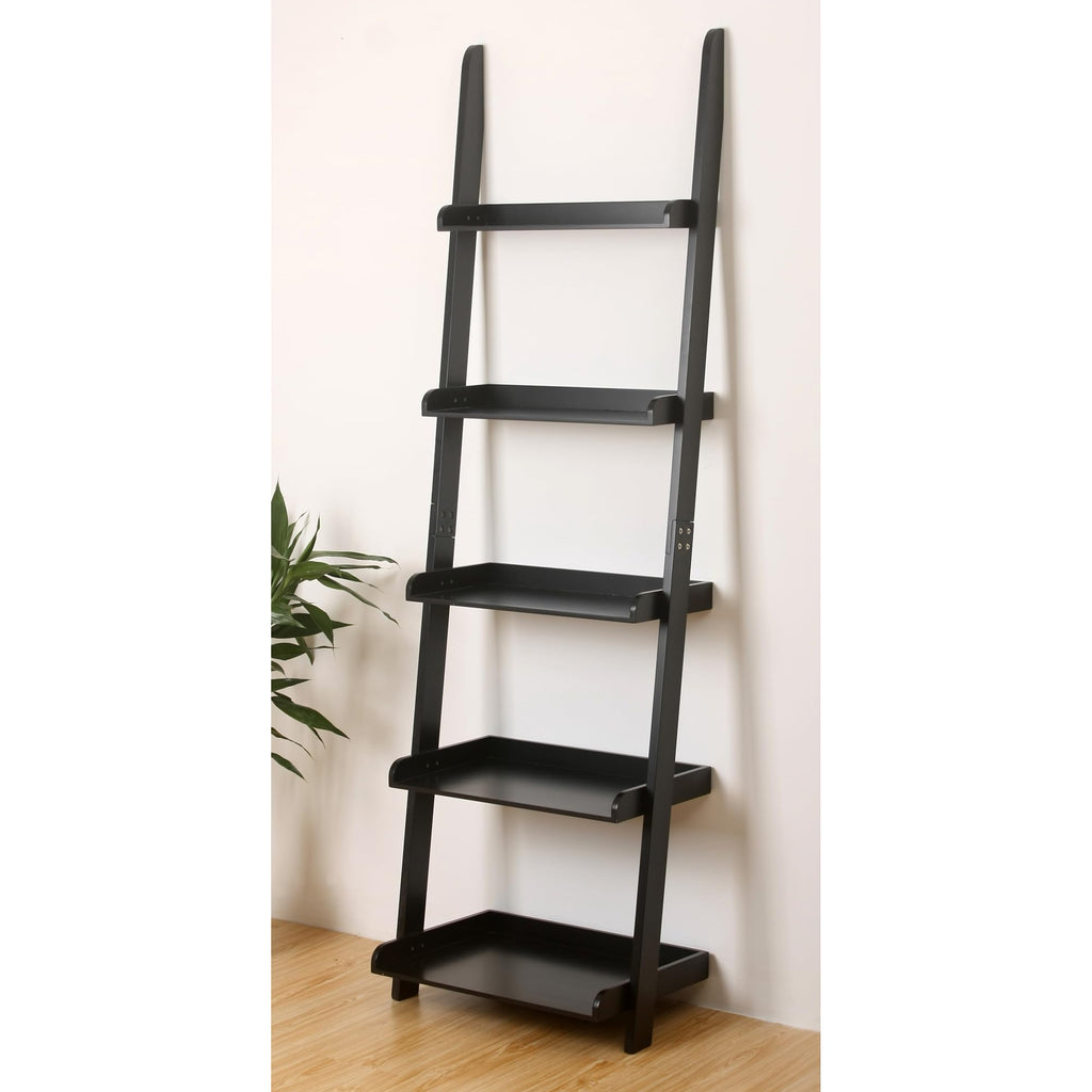 Modern 5 Tier Leaning Wall Ladder — Bookcases | Casa Home Living