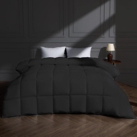 Goose Feather Down Fiber Comforter Twin, Lightweight 100% Cotton Duvet Insert Medium Warmth
