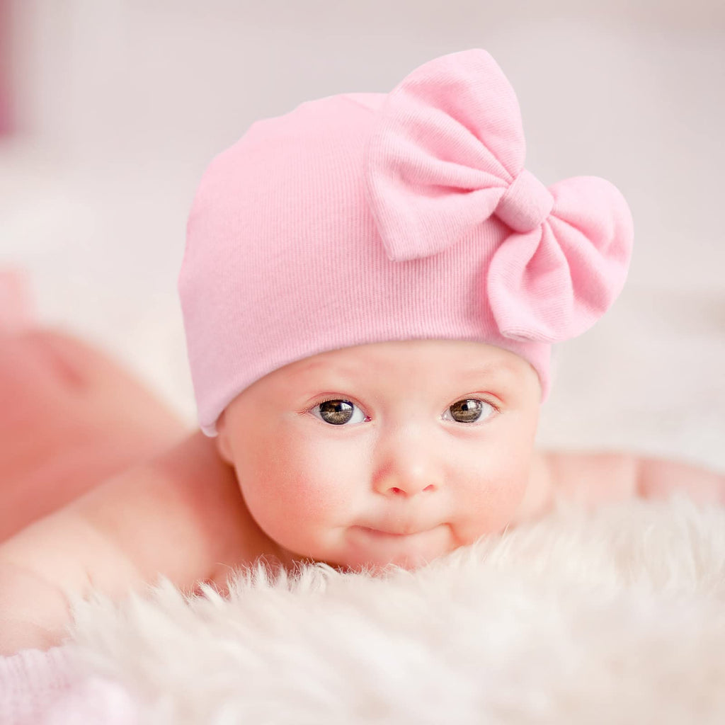 Newborn Baby Girl Hats and Mittens Set Baby Bow Beanie