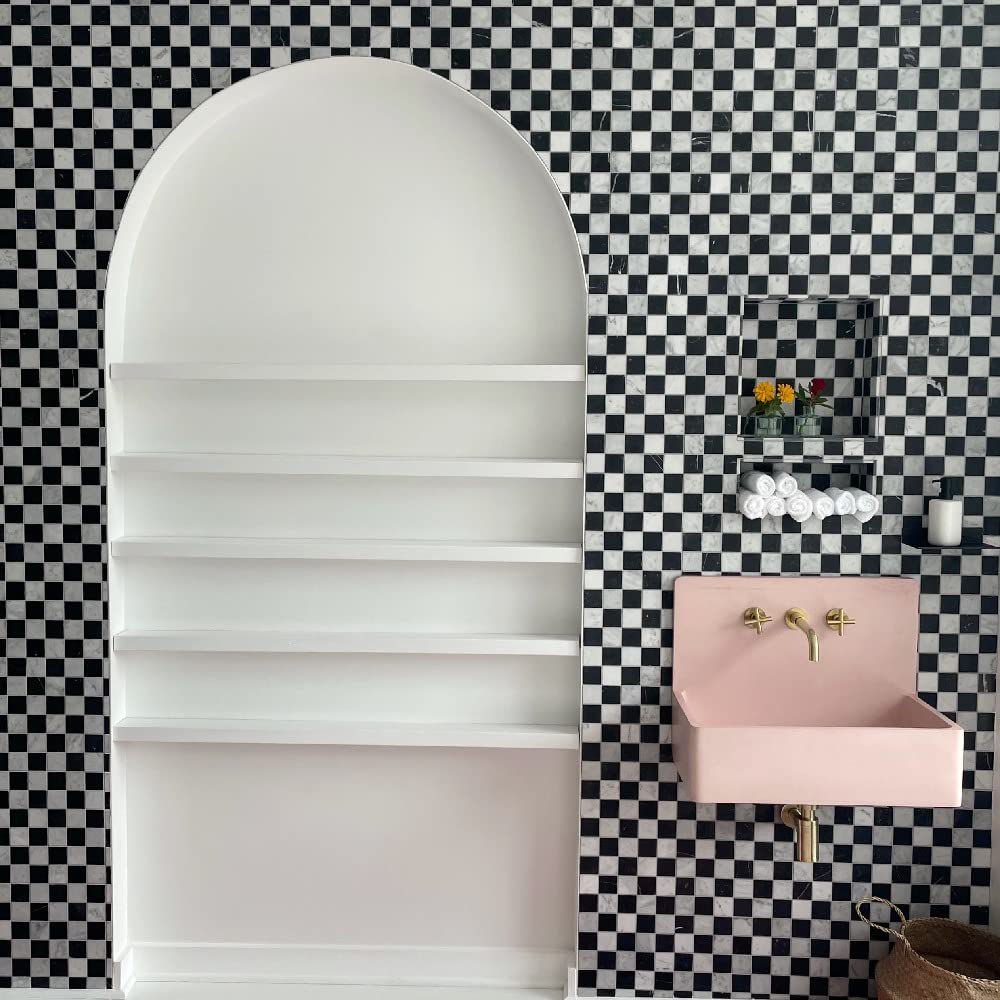 Carrara White & Nero Marquina Black Marble 2x2 Checkerboard Mosaic Tile Honed Kitchen Bath Wall Floor Backsplash