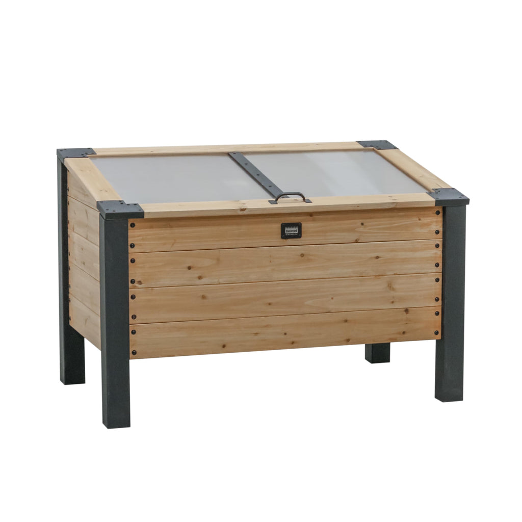 Aggie 4' x 2' Cedar Wood Cold Frame Portable Mini Greenhouse, Raised Garden Planter with Temperature-Activated