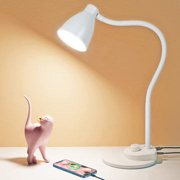 LED Desk Lamp with USB Charging Port, 3 Color Modes Dimmable, White