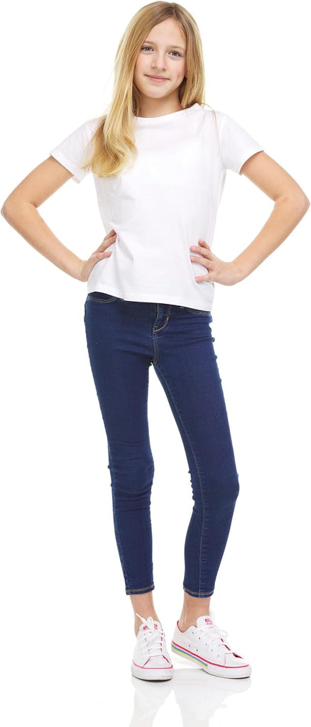 Girls' Pack Cotton T-Shirts, Crew Neck Short Sleeve Tees